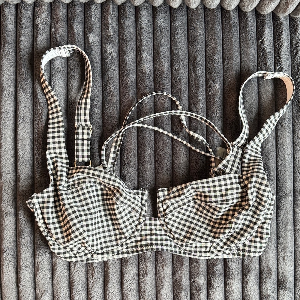 Victoria's Secret Black and White Checkered Swim Top
